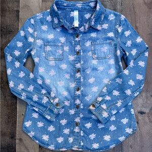 Cherokee Blue Floral Button Down Shirt
